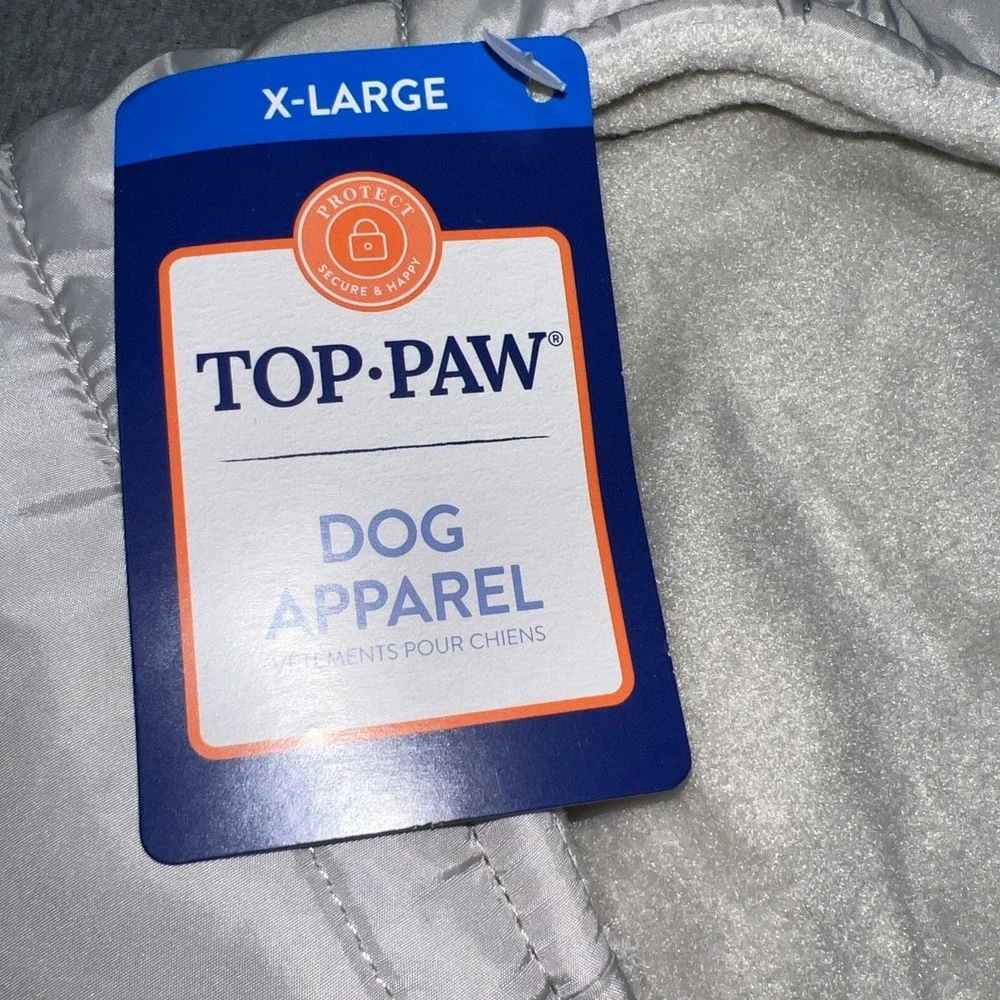 Top Paw Gray Value Puffer Dog Coat Jacket X Large Fleece Lined Pet Apparel